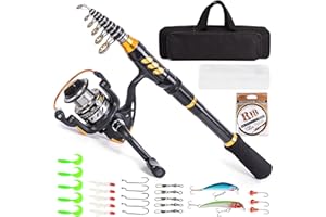 Doorslay Tragbares Angelset, Teleskop Angelrute und Angelrolle Set mit 106m Angelschnur, Angelköder-Set,Angelzubehör, für Kinder, Erwachsene, Anfänger und Angelliebhaber