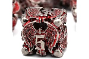 Dadi D&D, HNCCESG Set Dadi D&D Metallo con Scatola Dadi DND Poliedrici D4/D6/D8/D10(0-9 e 00-90)/D12/D20 Facce(Angelo Sangue)
