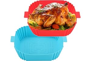 Moseem Reusable Silicone Air Fryer Liners(2pack-6.5inch),Air Fryer Accessories, Washable and Easy Clean Air Fryer Liners Reusable(2 Square)
