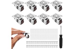 ZHENGYYUU Set of 8 Swivel Castor Wheels for Trolley Wheels for Furniture Casters, 25mm Small Heavy Duty Swivel Casters Castors with Rubber Base for Move Heavy Objects