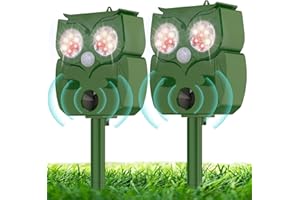 MENGMEI 2 PCS Ultrasonic Cat Repellent for Gardens UK, Solar Cat Scarer, Cat Deterrent with Motion Sensor for Yard & Farm, Suitable for Repelling Cats, Foxes, Squirrels, Pigeons, Rodents