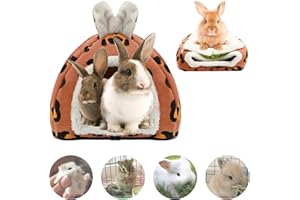 JODSEN Guinea Pig Bed House, Warm Small Animal Bed Cave Rabbit House Hamster Hideaway with Removable Pad Large Hideout Guinea Pig Bedding Winter Sleeping House for Pet Bunny,Chinchilla,Hedgehog,Ferret (Red)