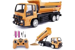 Jiakora Camion Ribaltabile Telecomandato, 2,4 GHz Autocarro radiocomandato giocattolo per Bambini, Camion Radiocomandato con Luci e Suoni, Dumper Telecomandato regalo per Ragazzi e Ragazze dai 3 anni