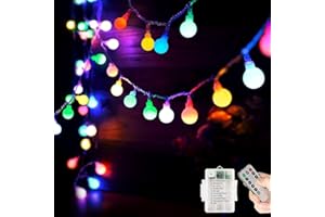 LIGARKO Lichterkette Batterie Außen/Innen, 40LED 8 Modi 5M Lichterkette mit Fernbedienung, IP65 Wasserdichte Weihnachtsbeleuchtung, Geeignet zum Dekorieren von Halloween, Balkon, Garten, Party (Farbe)