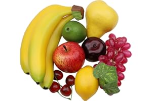 Gresorth Künstliche Lebensecht Apfel Brin Banane Traube Zitrone Pfirsich Fälschen Früchte Dekoration - 7 Stück