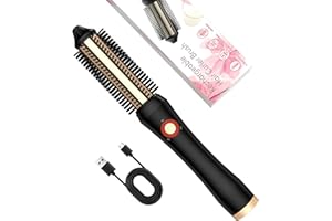 ‎OKWRAP OKWRAP Hot Brush Rundbürste 38 mm 1.5 inches, Kabellos Thermal Brush, Thermo Brush, 120-210 °C 3 in 1 Stylingbürsten, Lockenbürste, Hot Comb, 100-240 V Dual Voltage Suitable for Travel (Gold)