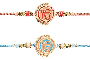 Eximious India Set of 2 Rakhi for Brother With Greeting Card Ek Onkar Rakhi for Bro Raksha Bandhan Rakhi UKEK01