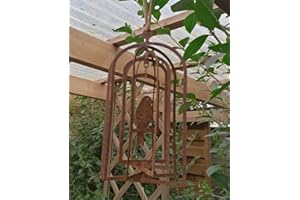 terracotta-toepfe-de Windspiel - Vogel im Käfig ca.22 cm hoch zum Hängen aus Metall in Edelrost Deko Rost Fenster Sommer Tiere