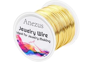 Anezus - Alambre de joyería de calibre 20, alambre de cobre resistente al deslustre para hacer joyas y manualidades (dorado, 25 metros)