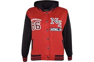 A2Z 4 Kids Filles Garcons Baseball NY ATHLATIC Varsity Encapuchonné Veste Manteau Manche longue Poids Léger Style Pour Enfants Neuf Âge 5-13 Ans