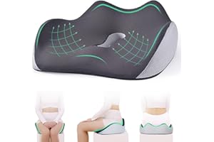 PABTID Cuscino Sedile Ortopedico Memory Foam: per Cuscino Sedia Ufficio Sedie Rotelle e Seggiolini Auto - Cuscini Seduta per Emorroidi Coccige Sciatica Sollievo Dolore alla Schiena (Grigio)