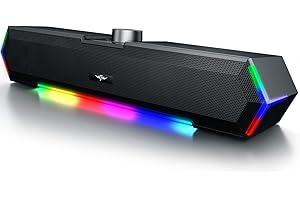 Bazivve V30 PC Lautsprecher, RGB Soundbar Gaming Lautsprecher, USB Betrieb 3,5 mm AUX Anschluss, Computer Boxen für PC, Monitor, Laptop, 12W, Schwarz