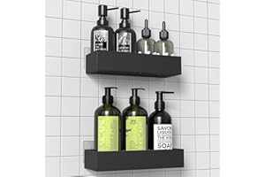 Diwoker Estanteria Baño sin Taladro - 2 Piezas Estanteria Ducha, Soporte para Champú Organizador Baño Negro