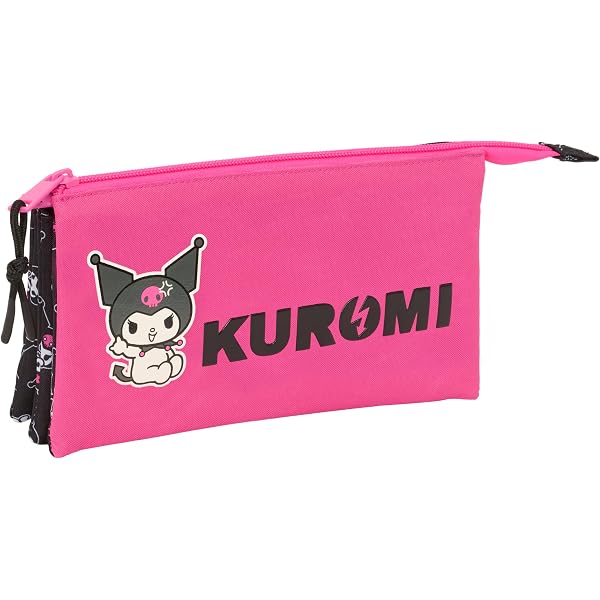 TOYBAGS Kuromi Astuccio a 3 scomparti con cerniera, interno