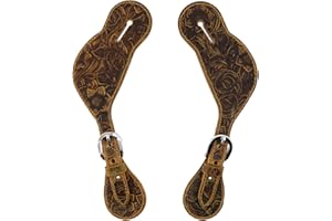 Jeereal Leather Western Spur Straps for Cowboy | Men and Women's Boots Equipment | Double Ply Reinforced Stitching Spur Straps