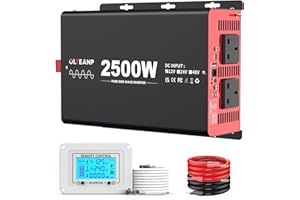 OLTEANP 2500W Pure Sine Wave Inverter, 12V DC to 240V AC Power Inverter with 2 AC Outlets, USB Port, Type-C Port for Truck, Vehicle, Power Outage, Remote Control with LCD Screen