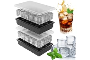 WENNALA Ghiaccio Stampo Silicone Con Coperchio,2 Pezzi Vassoio Per Cubetti Di Ghiaccio Senza BPA,Stampi Per Cubetti Di Ghiaccio,Forme Per Ghiaccio Grandi, Per Whisky, Cocktail E Bevande Refrigerate