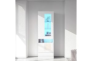 Witimisy Vitrina con iluminación LED de 16 colores, vitrina de pie, vitrina de almacenamiento, armario para salón, armario de salón, armario de buffet, color blanco