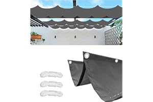 WOACE Retractable Wave Shade Cloth Waterproof Rectangle 3x4M (WxL) Sun Shade Sail Waterproof Outdoor Garden Patio Sunscreen Awning Canopy 95% UV Block with Rope for Outdoors Garden Patio Party Dark Gray