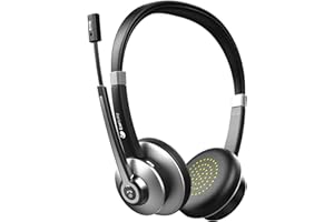 Earbay Bluetooth Headset, Wireless Headset with Mic Noise Canceling, Stereo PC Headphones with Microphone Mute&28H Clear Talk for Office/Computer/Smartphones/Skype/Zoom/Meetings/Call Center