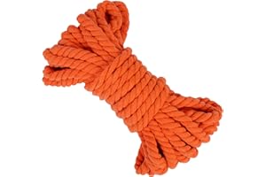 LEREATI Corda Macrame 10mm x 10m Filo Macrame Corda Cotone Naturale, 3 Fili Cordoncino Spago Macramè Filo, Cordino per Borse Uncinetto, Appendere Piante, Arazzi, Artigianato Fai-da-Te (Arancione)