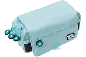 GRAFOPLAS Grafoplás | Estuche Escolar Tres Compartimentos con Solapa | Azul Claro | Bits&Bobs | Colores Soft | 23x10x10cm | Incluye Horario y Zona Identificación | Perfecto para Organizar tu Material Escolar