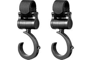 AUXSOUL 2 Ganci Passeggino Rotanti,Nero Ganci per Passeggino Gancio per borsa della spesa,Universali Passeggino Leggero Rotanti Appendi,Leggero E Resistente