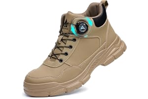 AOACOEBN Sicherheitsstiefel Herren Damen Sicherheitsschuhe Leicht Wasserdicht Arbeitsschuhe rutschfest Hoch Stahlkappenschuhe Arbeitsstiefel mit Drehverschluss
