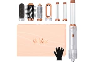 UKLISS 6 in 1 Airstyler & Spazzola Asciugacapelli con Airflow Asciugacapelli Automatico, Thermal Brush, Spazzola Lisciante, Spazzola ad Aria Calda, Spazzola Phon, Set di Regali per Donne (Bianco)