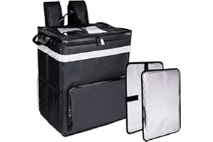 OGEFOTED Pizza Delivery Backpack, Insulated Food Delivery Bag Driver Takeaway Bags, Large Thermal Food Warmer Transport Carrier Bags for Hot or Cold Food - 13"x10"x16", Black Waterpropf