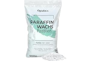 Oputec 900g Paraffinwachs Pastillen für Kerzen: Weißes Kerzenwachs - Kerzen selber Machen - Kerzenwachs zum Gießen - Eigene Kerzen herstellen und nachfüllen - Made in Germany