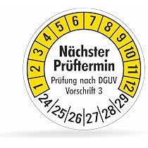 1120 Prüfplaketten DGUV V3 – „Nächster Prüftermin 20 Mm , 2026–2031, PVC, Rückstandsfrei, Innen/Außen – Für E-Check & Geräteprüfung