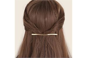 Cybche Simple Hair Clips, Gold Metal Hair Clips, Curved Clip, Barrette, Long Bar Hair Clips, Barrette, Decorative Metal Hair Accessories, Jewellery for Women, Headpiece (Gold1)