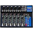 Depusheng HT7 Bluetooth Portable Audio Mixer w/USB DJ Sound Mixing Console MP3 Jack 48V Power for Computer Recording, 7-Channel Bands Mixing Boards For Studio Recording