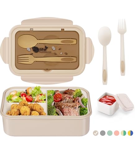 Boîte à Lunch Bento 2 Compartiments 1100 Ml - Avec Couverts Intégrés, Micro-ondable Et Lavable Au Lave-vaisselle - Sans BPA