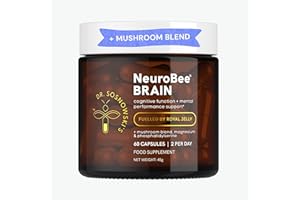Dr Sosnowski's NeuroBee Brain Supplements with Royal Jelly, Lion's Mane + Reishi Mushroom | Energy + Cognitive Function Support, 60ct