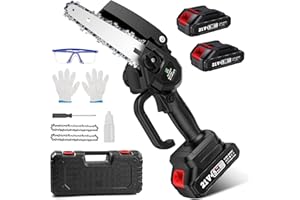 Avhrit Mini Chainsaw 6 Inch, Cordless Chainsaw Brushless with 2 Batteries 2.0Ah, 2 Chains, 10m/s Chain Speed Electric Power Chainsaw for Tree Branches, Courtyard, Household and Garden