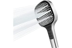 KLGFI Duschkopf, 7 Modi Wassersparend Duschkopf 13cm Diameter Baden Großflächige Dusche Schnelle Einstellung des Duschmodus Durch Drücken Der Taste