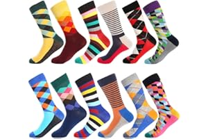 BONANGEL Chaussettes amusantes pour homme, colorées et amusantes à motifs, en coton peigné, chaussettes de bureau, mi-mollet cool, design unique et frappant