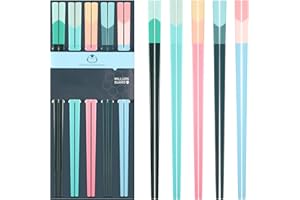 PYBBO 5 paia di bacchette in fibra di vetro, riutilizzabili, lavabili in lavastoviglie, 24,3 cm, bastoncini antiscivolo di alta qualità, cinese/giapponesi, blu