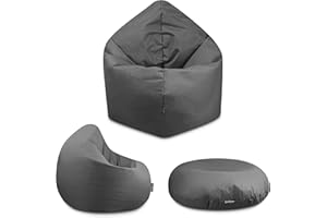 ‎BUBIBAG BuBiBag - 2in1 Sitzsack Bodenkissen - Outdoor Sitzsäcke Indoor Beanbag in 32 Farben und 3 Größen - Sitzkissen für Kinder und Erwachsene (100 cm Durchmesser, anthrazit)