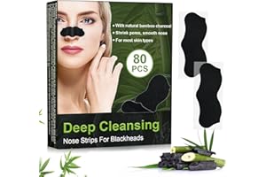 Dufuso 80 Stück Mitesserentferner Stripes, Natürliche Bambuskohle Mitesser Strips, Nose Strips Blackhead, Zum Entfernen von Mitessern und Zum Freimachen verstopfter Poren für Männer und Frauen