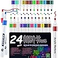 Amitasha 24 Colors Acrylic Markers Paint Pen Set, Premium Acrylic Pens for Wood, Canvas, Stone, Rock Painting, Glass, Ceramic Surfaces, DIY Crafts Making Creative Art Supplies