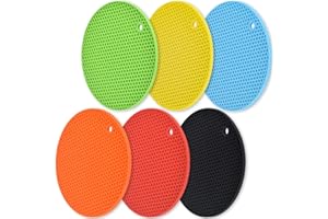 homEdge Silicone Trivets Mat, 6 Packs Multipurpose Non Slip Heat Resistant Pot Holder-Assorted Color