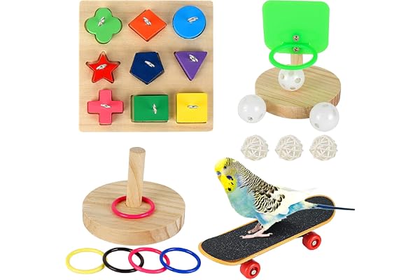 JasCherry Lot de 4 Jouets pour Oiseau Perroquet Entraîner - Ensemble de Jouets de Formation pour Perruches Intelligence Activité Utilisé pour Cacatoes, Calopsitte, Oiseaux Inséparables #7