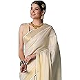 DhevStylish Women's Kerala Kasavu Golden Tissue Plain Saree with Running Blouse | Saree length: 6.25 Meters | Blouse: Running Blouse only