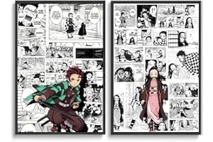GENERIC 2 PCS De-mon Slayer japonais - Affiche collage de manga pour décoration murale en toile - Décoration de chambre - 30 x 45 cm