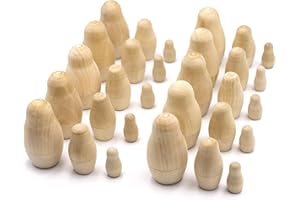 AEVVV Lot de poupées gigognes Vierges de 10 Ensembles par 3 pièces - Poupées gigognes Russes Vierges - Poupées gigognes Non peintes - Poupées Non peintes