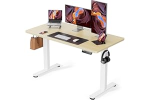 ErGear Escritorio Elevable Eléctrico, Mesa Ajustable en Altura 120x60 cm, Mesa de Oficina con Panel Inteligente de 4 Memorias, Escritorio con Gancho para Mochila y Tablero Ensamblado (Natural)