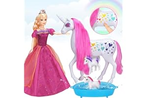 HAPITOIZ Pregnant Unicorn & Fairy Tale Princess Doll with Color Change Baby Unicorn, Horse Unicorn Toys Gifts, Birthday for Girls Kids Aged 3+